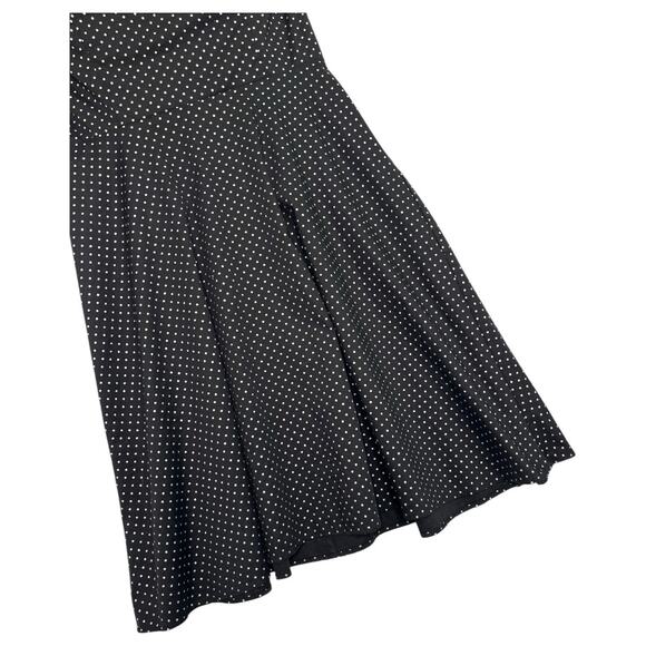 VTG Pinup Dress Womens Medium Black Polka Dot Black Fit Flare Strapless Retro - Picture 5 of 14